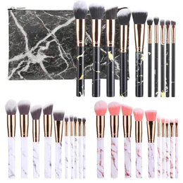 10st / set makeup penslar uppsättning marbling färgmönster makeupbrush professionell ögonskugga blush make up borste kit