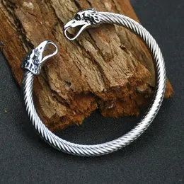 Bransoletka Odin Raven Bransoletka Ze Stali Nierdzewnej Viking EagleCrow Head Banglebracelet Rune Amulet Men's