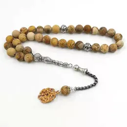 Natural Jaspers Stone Tasbih Muslim Bracelets Människans Misbaha Presentbön Pärlor Islam Smycken Saudiarabien Mode Tillbehör