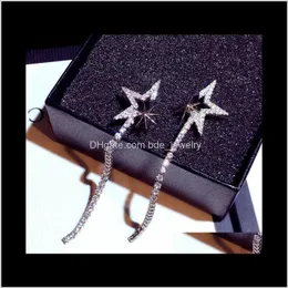 Jewelrylong Pendant Dangle Chandelier Stud Earrings For Woman Girls Fashion Luxury Designer Lovely Cute Sparkling Diamond Zircon Star Drop De