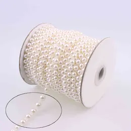6mm 25m/lot White Ivory Half Pearl Chain Bead Trim Strass Wedding Pearl Decoration String/ Crafting DIY Accessory VX13 210408