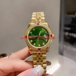 Мода зеленый циферблат леди часы 31 мм алмазная безрель из нержавеющей стали автоматическая механика сапфировые вечные женщины наручные часы AR330