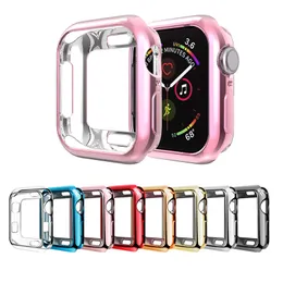 För Apple Watch Series 1 2 3 4 5 6 7 SE Elektroplätering TPU Case Fit SmartWatch 41mm 45mm Bumper Watch Cover