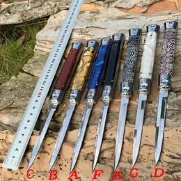 Coltello da autodifesa automatico da 11 pollici in acciaio 440C Coltelli da salvataggio all'aperto Manico in acrilico Attrezzo da campeggio per caccia EDC Tunafire 7 Style