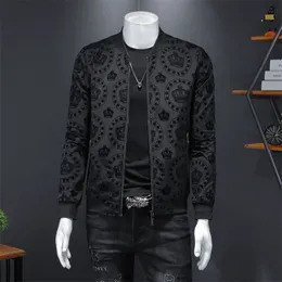 Crown Vintage Jacket Men Spring s Korean Slim Club Outfit Bomber Black Print Jaqueta Masculina 210904