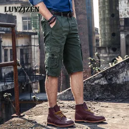 Cotton Elastic Waist Shorts Fashion Summer Calf-length Men Casual Military Style Brand Cargo Male 28 Men's