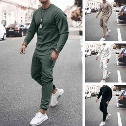 Long Sleeve Casual Suit Two-piece Men's Fashion Mens Joggers Set Pantalones De Hombre De Moda Tracksuit Men Outfit Set G1222