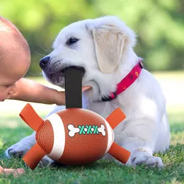 インタラクティブなおもちゃのペット製品タフなPUの水浮遊フェークの犬ラグビーボール犬のサッカーのおもちゃ簡単なグラブタブWLL929