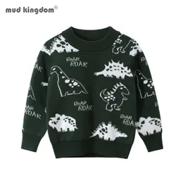 Mudkingdom 소년 스웨터 패션 가을 겨울 긴 소매 탑스 만화 공룡 니트 따뜻한 캐주얼 스웨터 210615