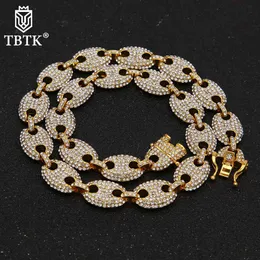 TBTK 13MM Trendy Iced Out Rhinestones Zinc Alloy Hiphop Coffe Bean Punk Necklace Fashion Men Women Charm Jewelry X0509