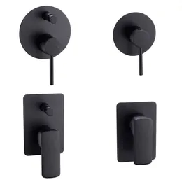 Matte Black Brass Shower Valve Shower Faucet Diverter Control Valve Wall Mounted Mixer Valve for Spout Shower Head