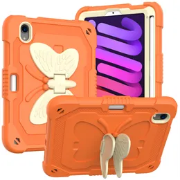 Shocksäker tablettväska till iPad Mini 6 10.2 9.7 10.9 "Air4 Pro 11" Samsnug T220 tums Girl Cover 3D Cartoon Butterfly