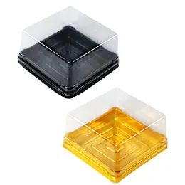 Einweg-Geschirr 50 PCs Mini Square Moon Cake Container Tabletts Verpackungskastenhalter Hochzeitsfeiern Bevorzugung Boxen 50g Mooncake Egg-Yolk