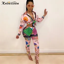 Kricesseen Vintage African Print Two Pieces Pant Set Womens Button Up Top And Long Pants Suits Matching Sets Two Piece Outfits 211007
