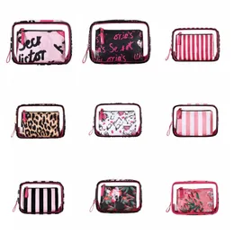 Women Makeup Bag New Letter Pvc Cosmetic Bag Three-Piece Outdoor Travel Waterproof Wash Bags Fashion Transparent