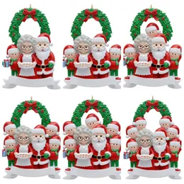 Christmas Tree Personalized Name Decoration Pendant Resin Santa Family DIY Hanging Pendants 2021