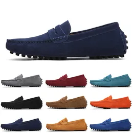 GAI Good Quality Non-brand Men Casual Suede Shoes Black Light Blue Wine Red Gray Orange Green Brown Mens Slip on Lazy Leather Shoe