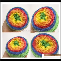 Odzież tkanina odzież kropla Dostawa 2021 Wygodna wełna Mieszany 250g Rainbow Gradient Kolor Szalik Szal Przędza DIY Handwoven