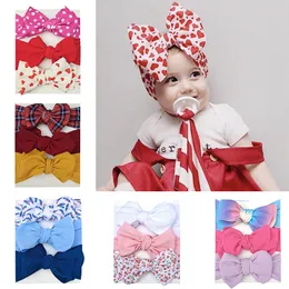 3PCS Baby Girls Print Headband Turban Floral Bows Easic Bandage Newborn Bail Band Детские Детские Головные Уборные Набор Волос Аксессуары