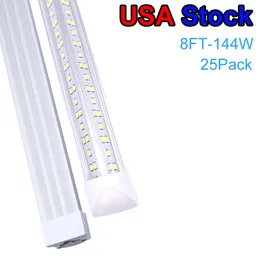 T8 LED -rör 8ft dubbel rad 2,4 m butik Lätt integrerade rör 72W 7200LM 100W 10000LM 144W 14400LM fluorescerande lampa 8 fotlökor