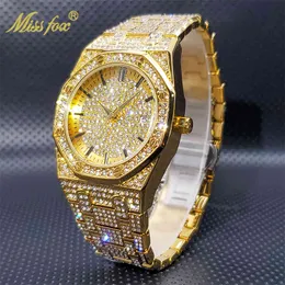 Relógio Masculino MISSFOX Ice Out Men's Watches Luxury Original Classic Full Diamond Quartz Watch Waterproof Clock Dropshipping