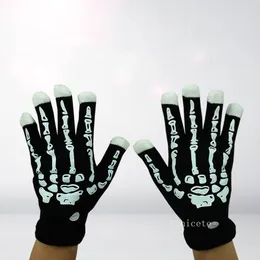 Halloween Skelett LED Lysande handskar Julparade Performance Flash Warm Gloves T2i52959