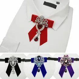 Fashion Bow Tie British Trendy Men Unisex Wedding Banquet Party Tuxedo Jewelry Velvet Crystal Bowtie Top-end Luxury Handmade Neck Ties