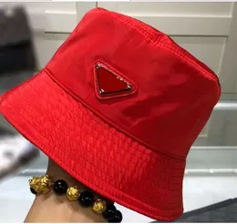 Luxury Nylon Bucket Hat For Men and Women High Quality Designer Ladies Mens Spring Summer Colorful Red Leather Metal Sun Hats Fisherman Caps Gifts