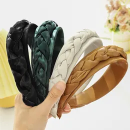 Jesień PU Skórzane Scrunchies Braid Hairband Headband Heatwear Akcesoria do włosów