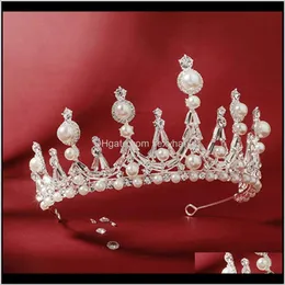 Clips Barrettes Schmuck Drop Lieferung 2021 Handgemachte Strass Perle Krone Funkelnde Legierung Kristalle Tiaras Silber Farbe Kopfschmuck Party Braut W