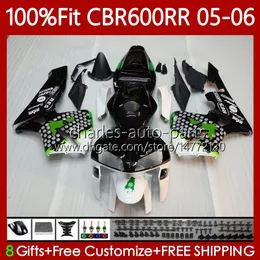 Injektionsformmissioner för Honda CBR 600RR 600F5 600CC 2005-2006 Body 72NO.87 CBR600 CBR 600 CC F5 RR F 5 2005 2006 CBR600F5 CBR600RR 05 06 OEM Bodywork Graffiti Green