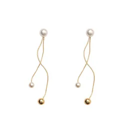 Gold Color Long Tassel Earings Fashion Jewelry 2021 Pendientes Mujer, Simulated Pearl Dangle Earrings For Women Accessories & Chandelier