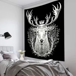 Nordic Elk Tapestryホームルームの壁の装飾魔術占星術の曼荼羅タペストリーエコデコレーションヒッピー壁掛け毛布