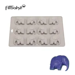 Ferramentas de bolo Filbake Silicone Mold 12 Companies Elephant Shape Decorating Chocolate Molde Acessórios de cozimento