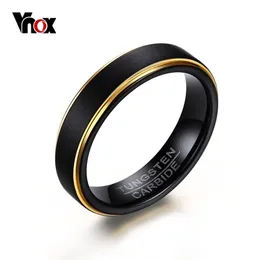 VNOX черный вольфрамовые кольца для мужчин 5 мм тонкий золотой цвет свадебные украшения 211217