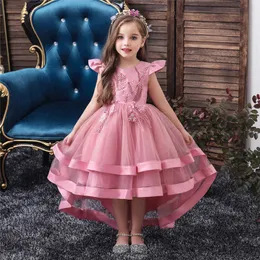 2019 New Summer Flower Girls Wedding Party Urodziny Dress Księżniczka Sukienka Dla Dziewczyn Tutu Vestido Baby Kids Big Bow Elegancka sukienka Q0716