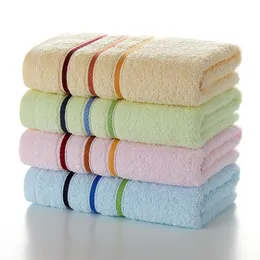 Ręcznik 100% bawełny kolorowy pasek na zwykłą twarz Szybkie ręczniki łazienkowe dla dorosłych włosy turban serviette de bain
