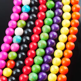 WOJIAER 10 mm türkisfarbener Edelstein, runde lose Perlen, 15 1/2 Zoll Strang, für die Herstellung von Armbändern, Halsketten, Schmuck, BY926