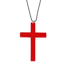 Anhänger Halskette Mode farbenfrohe Kreuz Halskette Holz einfacher Joker -Pullover Charm Chain Juwely Geschenk für Frauen