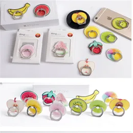 Cute Fruit Banana 360 Degree Finger Ring Cell Phone Mounts Holders Watermelon Stand Holder for iPhone Samsung Huawei and Other Mobile Phones with Package