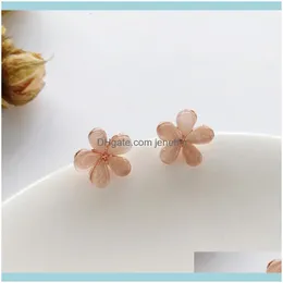 Charm Jewelrys925 Flower Sier Fresh Needle Forest Short Cats Eye Small Earrings Ear Clip Female 1060 Drop Delivery 2021 Dhx5B