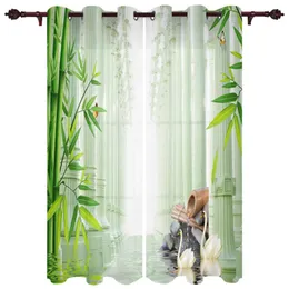 Cortina cortina cortina de bambu cisne pilar água superfície de pedra cortinas de janela para sala de estar decoração de casa decoração de cozinha natal