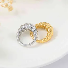 Stainless Steel Croissant Ring for Women Braided Twisted Signet Chunky Dome Couple Rings Bijoux Femme Wedding Party Accessories