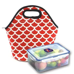 2022 승화 블랭크 재사용 가능한 네오프렌 토트 백 핸드백 핸드백은 작업 학교를위한 지퍼 디자인을 가진 단열 된 부드러운 점심 가방