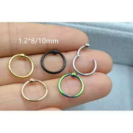 50 sztuk / partia Ball Hinged Segment Ring Clicker Chrząstki Nose Hoop Pierścienie przegrodowe 16 GX8 / 10mm