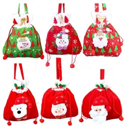 Christmas Linen Drawstring Bag Xmas Gift Wraps 12 style Xmas-handbag Santa-Claus snowman Elk candy bags DD460