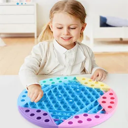 Färgglada Decompression Leksaker Bubbla Checkers Board Stress Reliever Fidget Pop Toy Autism Special Behov Sensory Gifts för Kids Party Game