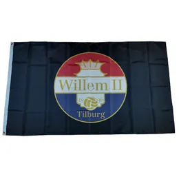علم هولندا نادي كرة القدم ويليم الثاني تيلبرغ الأسود 3 * 5ft (90 سنتيمتر * 150 سنتيمتر) بوليستر أعلام راية الديكور تحلق المنزل حديقة هدايا احتفالية
