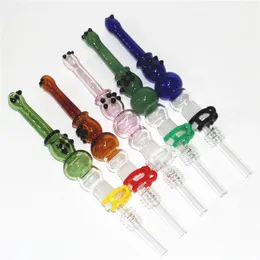 Hosahs Glass Nectar Bong Kit 14mm Quartz Domeless rostfritt stål Tips Straw Bong Accessories Dab Rigs Water Pipes