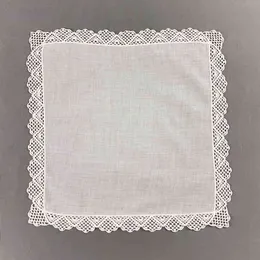 Set med 12 Fashion Bridal Handkerchiefs 12x12 "Vit Bomull Virka Lace Hankie Ladies Hanky ​​Vintage Bröllop Handkerchief